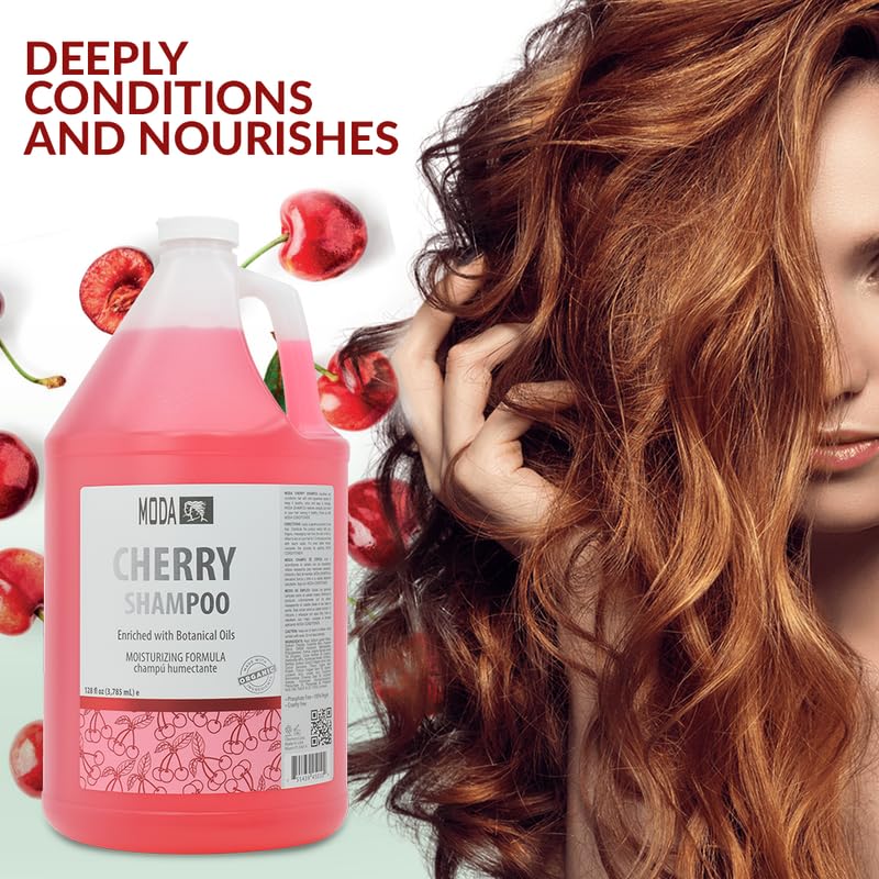MODA - Moisturizing Shampoo for All Hair Types, Cherry, 128 Oz, Professional - Deeply Cleanses and Conditions, Strengthens, Restores and Shine your Hair - Image 3
